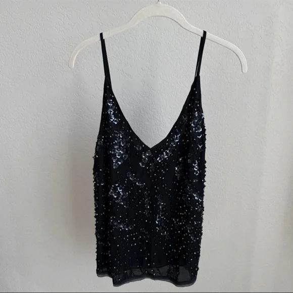 Elie Tahari Zendaya Silk Beaded Camisole Top Navy Blue NWT XS - Picture 3 of 8